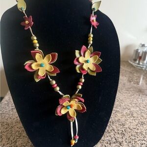 Genuine Leather Handmade Unique Floral Necklace